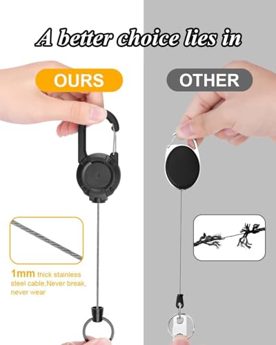 Image of Retractable Keychain, Retractable Badge Reels, Recoils Lanyards for Id Card, ID Badge Holder with Steel, Belt Clip Badge Holder Pull Reel Black (1PCS)