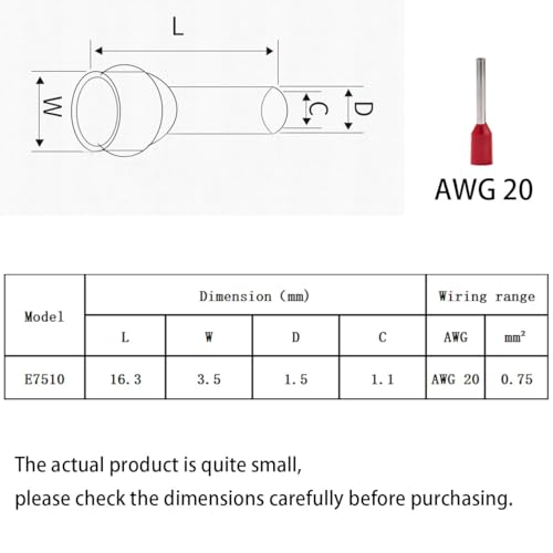 Image of 400 PCS Wire Ferrules Kit 20 AWG Insulated Ferrule Connectors Terminal,E7510 Pre-Insulated Pin Cord End Terminal or Car Audio, Electronics, Communication Equipment (200 Black + 200 Red)