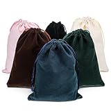 6 Pcs Gift Fabric Cloth Bag 7.8 x 6.2 inch 6 Colors Mixed Velvet Gift Bags Package Drawstring Pouch Soft Velvet Bag with Drawstrings Anti Tarnish Jewelry Velvets bags Dice Bages for Wedding Party