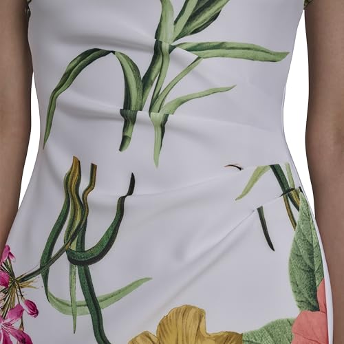 Image of KARL LAGERFELD Short Ruched Sleeve Jewel Neck Sheath Mini Dress
