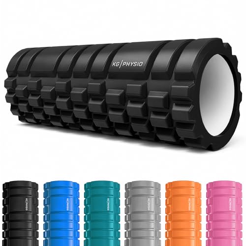 KG PHYSIO Faszienrolle Wirbelsäule, Rücken & Beine - 3-Zonen Massageroller (Weich/Mittel/Intensiv) - Leichter EVA Foam Roller - Yoga Rolle zum Warm-up, Trainieren & Massieren (33 x 13,5 cm)