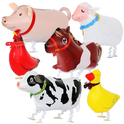 Walking Farm Animals Balloons Walking Animals Balloons For Kids Birthday Party BBQ Party Farm Theme Party Decorations Pack of 6