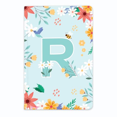 Image of Initial R Premium Soft Bound Notebook Diary for Girls and Women (B6, 90 GSM, 160 Ruled Pages) Floral Design Notebook Journal Diary