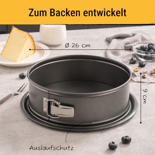 Springform rund – Birkmann – grau, Ø 26 cm, 9 cm hoch, Karbonstahl, Marken-Antihaftbeschichtung, mit Auslaufschutz… – Ansicht 2
