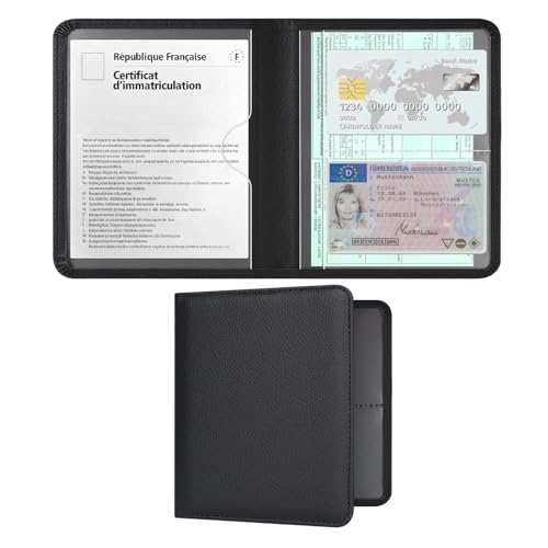 RSAquar Porte-Documents Voiture pour Carte Grise et Assurance – Étui Compact en Cuir PU pour Boîte à Gants – Organisateur pour Permis, Papiers de...