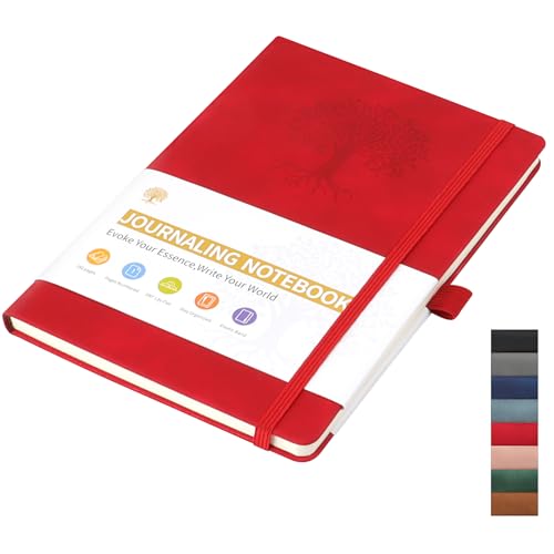 ZTVOWTO Libreta A5 para Hombre y Mujer,192 Páginas Líneas Horizontales Cuaderno para Escritura de Diario, Trabajo y Toma de Notas, Diarios(Rojo)