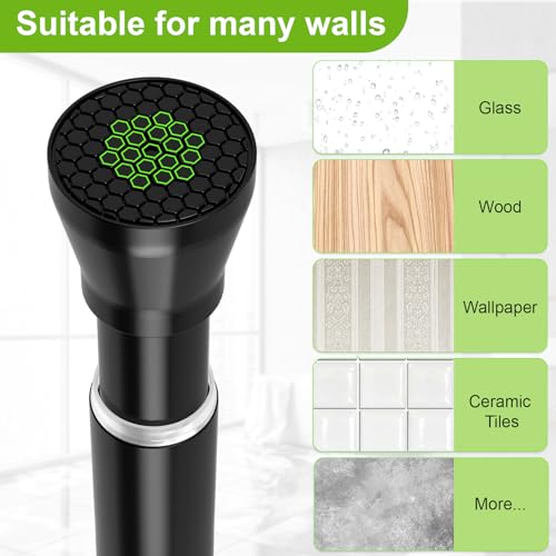 Image of Black Tension Rods 16 to 26 Inch Curtain Rods No Drilling Small Tension Rod Spring Adjustable Curtain Rod Expandable Pressure Spring Tension rods for Closet, Kitchen