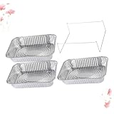 Hohopeti 4 Stück Teiliges Aluminiumfolie BBQ Grill drip pan mit Deckel und Ständer Food...