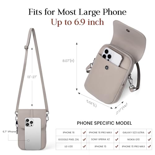 Image of befen Genuine Leather Small Crossbody Bags for Women Cell Phone Purse | Real Leather, RFID Blocking Card Slots, Multi Pockets, Cell Phone Bag, Travel Purse, Anti Theft