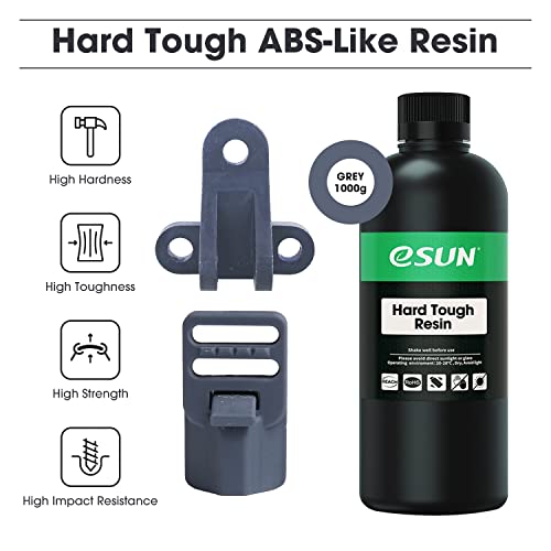 Image of eSUN 405nm LCD 3D Printer Rapid Resin UV Curing Resin ABS-Like Rapid Resin Hard Tough Resin High Impact High Tough Photopolymer Resin for Photon UV Curing LCD 3D Printer, Plastic Bottle, 1000g Grey