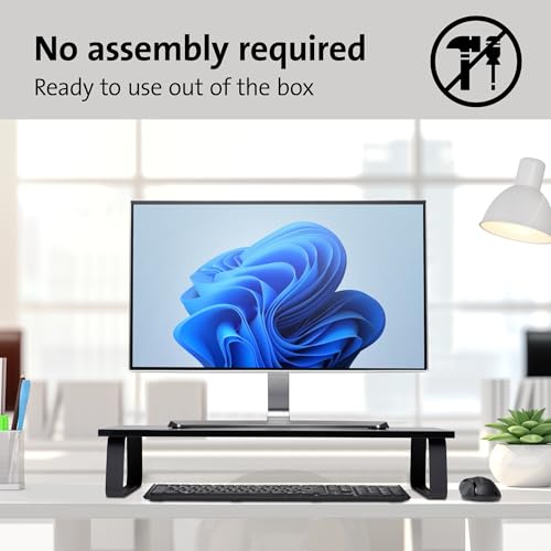 Kensington Extra brede monitorstandaard voor bureaus. Grote computerstandaard/monitorstandaard/bureauverhoger (K55726EU), Zwart - Afbeelding 6