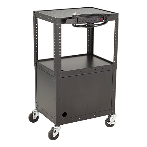 Norwood Commercial Furniture NOR-GNO1010-SO Adjustable Metal AV Cart with Locking Cabinet & Power