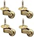 DGHJK Rollen Klavierrollen Retro Messing Räder mit Bremse Kupfer 1,5 Zoll 300 kg Universal Drehsofa Möbel Rollen Sicher für Hartholzboden Teppichfliesen 4 Packungen