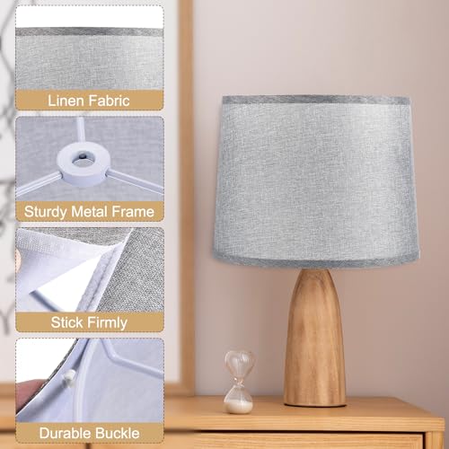 PATIKIL Drum Lampshade for Table Lamps, 11.4" Top x 12.6" Bottom x 9.8" High Floor Lamp Shade Set of 2 Easy Assembly Medium Linen Lampshade for Table Lamps Floor Lamp, Gray - Image 4