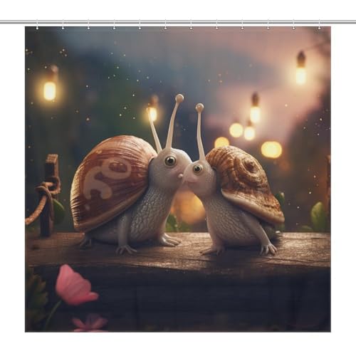 Rideau de douche escargots en tissu polyester lavable 183x183 cm - 7