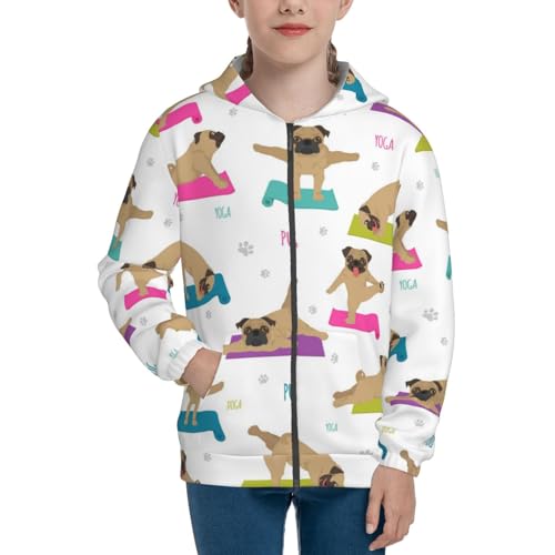 Yoga Dogs Poses Kid Hoodies Boys Zip Up Sweatshirts Girls Pullover with Pocket3