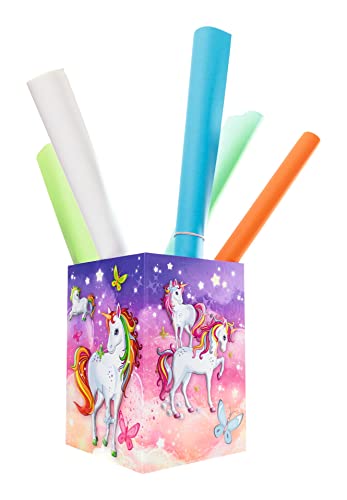 Image of HERMA 19738 Unicorn Waste Paper Bin 15 Litre Foldable Sturdy Cardboard Slim Trash Bin for Girls Boys Rectangular Waste Paper Bin for Nursery Bedroom Study Office
