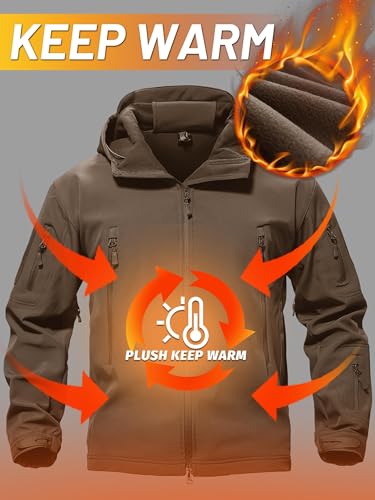 Image of TACVASEN Men's Special Ops Military Tactical Soft Shell Jacket Coat | Waterproof,windproof | Multi-pockets,adjustable hood | Ideal for rain,hiking,snow,ski