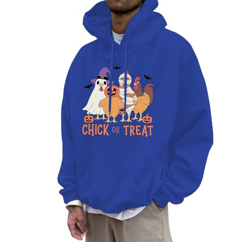 Genérico Sudadera Hombre con Capucha Estampado Gallo Fantasma Halloween Forrada Felpa Otoño Invierno(BU1, L)