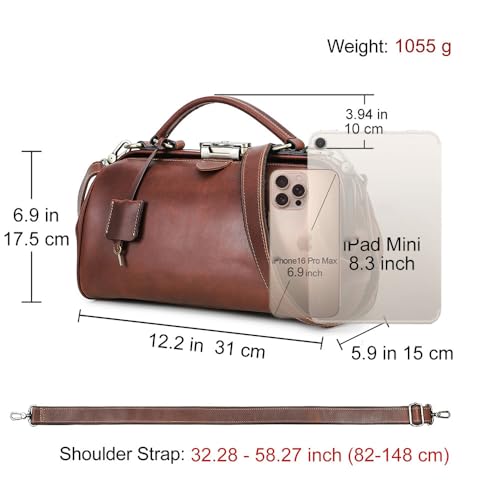 Image of CONTACTS Doctor Bag Purse for Women Luxury Leather Handbag with Lock Shoulder Bag Vintage Top Handle Bag
