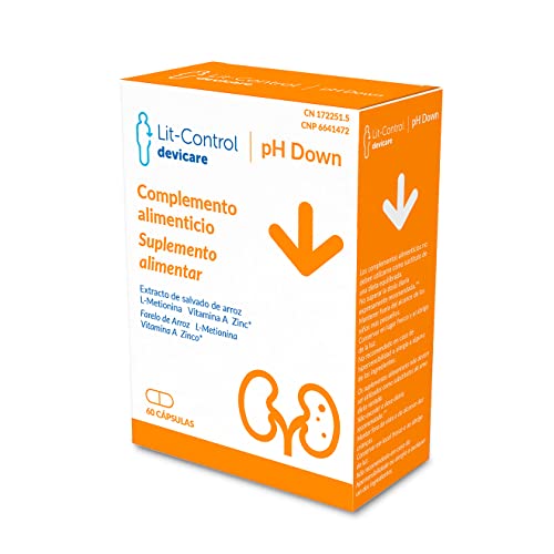 Devicare Lit-Control Ph Down - Complemento Alimenticio – Evita La Cristalización De Sales Urinarias – Piedras En Los Riñones O Cálculos Renales - Disminuye El Ph Urinario - Patentado - 60 Cápsulas