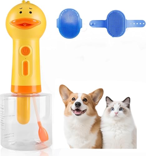 【2025年アップグレード】FERRISA 自動発泡ソープディスペンサー 犬 猫 お風呂用品 低騒音ペット用バス用品 Type-C充電式 IPX7防水 犬用シャワーグッズ シャンプー節約対応 400mlボトル 割合の目盛り付き