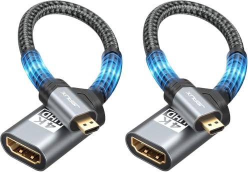 Image of JSAUX Micro HDMI to HDMI Adapter 2PCS, Micro HDMI Male to HDMI Female-Gray (Pack of 2)