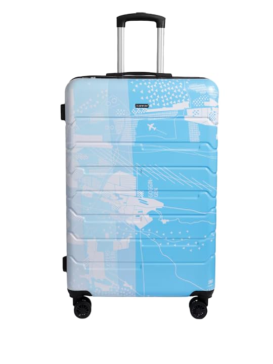 Image of TEAKWOOD LEATHERS Twin Printed Hardside Trolley 360 Degree 8 Roating Wheels, Trolley Bag for Travel (Blue, Large)