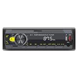 Single Din Car Stereo with Voice Assistant/Bluetooth 5.0/7 Color Button Lights/BT Hands Free Call/FM Radio/USB Fast Charging/TF SD Card Port/AUX-in, 1 Din Radio Player