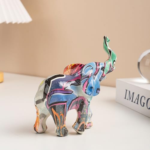 Figurine d'éléphant graffiti coloré statue design multicolore - 6