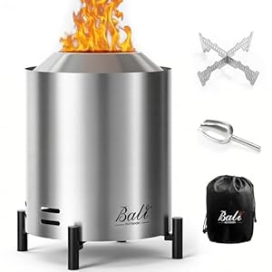 BALI OUTDOORS 6.5 inch Tabletop Fire Pit Round, Stainless Steel Table Top Firepit Small, Outdoor Smokeless Firepit Portable