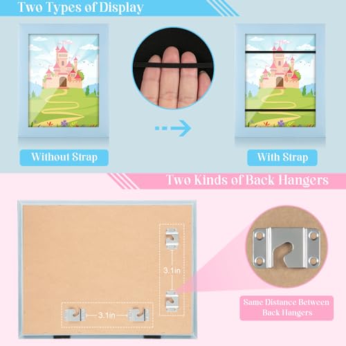 Image of [2-Pack] Kids Art Frames, 8.5x11 Front Opening Kids Artwork Frames Changeable, Light Lake Blue Artwork Display Storage Frame for Wall, Holds 50 Pcs, for 3D Picture, Crafts, Children Drawing, Hanging