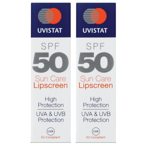Uvistat Sun Care Lipscreen | SPF50 | Moisturising Lip Balm | Prevent Dry and Chapped Lips | 2 Tubes