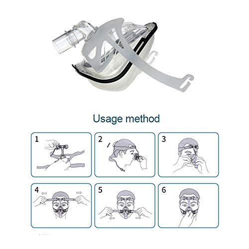 Denshine Full Face Mask for Sleep with Adjustable Headgear Clips (L (Height: 100-115mm))