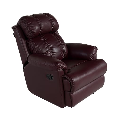 Image of Recliners India 369 Single Seater Recliner Sofa | 3 Modes of Comfort | Manual Recliner Chair | Cushion Armrest | Living Room Recliner Sofa | 1-Year Manufacturer Warranty | Colour- Burgundy