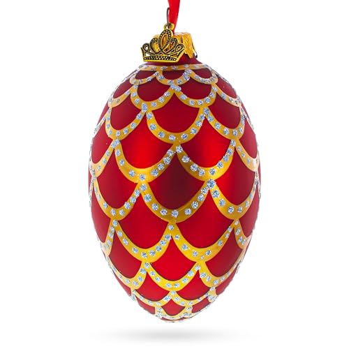 1900 Pine Cone in Red Royal Egg Glass Ornament 4 Inches