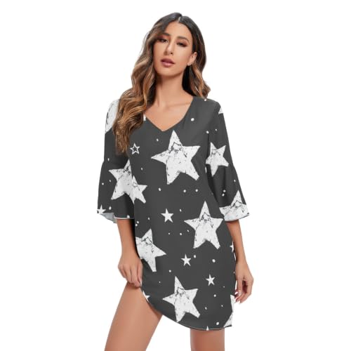Robe à manches 3/4 élégante en Star Black style Western pour vos sorties