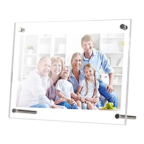 Tomorotec Picture Frame with Kickstand Support 5 x 7 inch, High Transparency Frameless Acrylic Photo Frame for Desktop Display Stand Cover