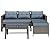 Vongrasig 3 Piece Patio Furniture Sets, All-Weather Wicker Outdoor Sofa Couch Sectional Set, Small Conversation Set for Garden/Patio w/Cushion, Glass Table, Blue