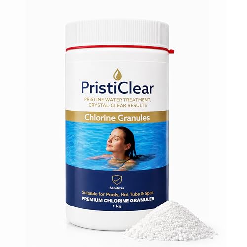 PristiClear Chlorine Granules 1kg Fast Dissolving Chlorine Granules for Hot Tub & Swimming Pool Sanitiser for Crystal Clear Water | Premium Treatment for Pools Lazy Spa & Hot Tubs
