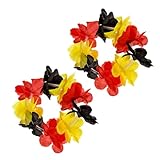 Murago - Aloha Armreif Deutschland 2er Set – Blumenarmband Schwarz Rot Gelb/Gold – Fanartikel für EM WM Karneval Party Fußball Public Viewing