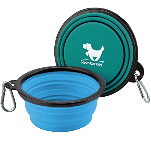 Collapsible Dog Bowls for Travel, 2-Pack Dog Portable Water Bowl for Dogs Cats Pet Foldable Feeding Watering Dish for Traveling Camping Walking with 2