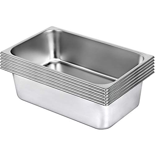 WWDOLL Hotel Pan 6“ Deep Steam Table Pan Full Size 21 Quart Pack of 6 Stainless Steel Steam Table Pan