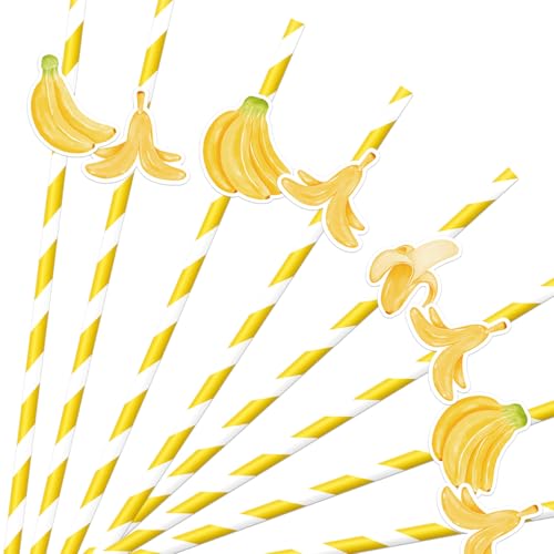 Pitillos de papel motivo bananas 50 unidades miniatura 1
