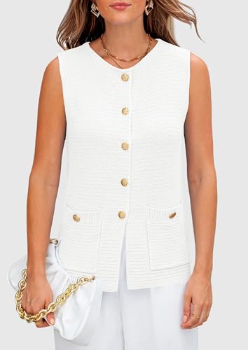 Image of PRETTYGARDEN Women's 2026 Spring Sweater Vest Sleeveless Button Down Knit Cardigan Tank Tops Summer Business Casual Outfits