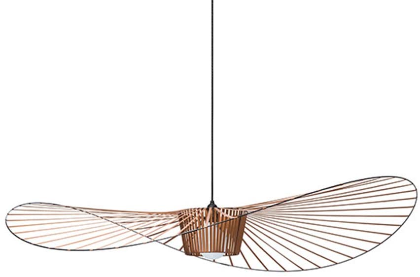 YUXN Simple Creative Vintage Living Room Pendant Light (Adjustable Height), Fibreglass Hat Design + Fibre Fabric E27 Max 40 W (Brown, 140 cm)