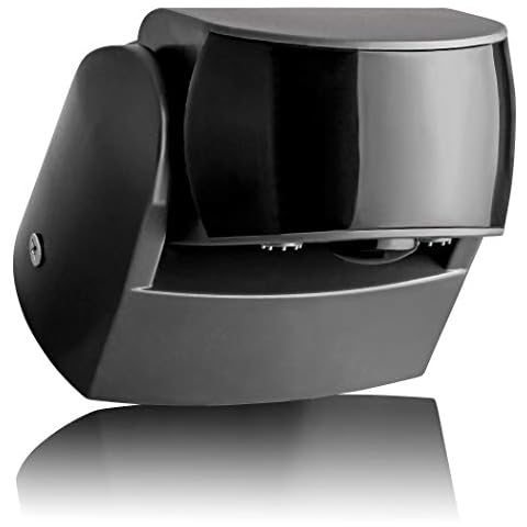 SEBSON PIR Sensor Outdoor IP65, Surface Wall mounted, Infrared Motion Sensor, LED suitable, Range max. 12m/180° + 3m/360°, swivelling, max. 1200/600W, anthracite Cover