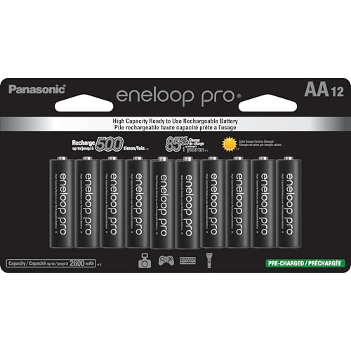 Pilha AA recarregável pré-carregada Panasonic eneloop pro BK-3HCCA12FA, pacote com 12