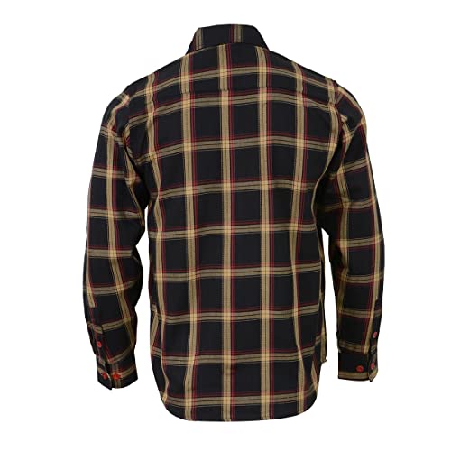 Milwaukee Leather MNG11669 Men's Black and Yellow with Red Long Sleeve Cotton Flannel Shirt2