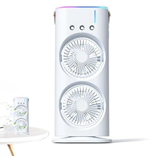 Ventilador de niebla personal - Mini ventilador de refrigeración de aire de doble extremo, niebla evaporativa recargable | de humidificador portátil con luz LE